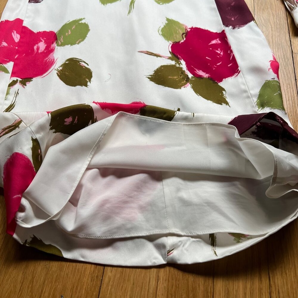 Kate Spade New York Size XXS Red Green Just Rosy Silk Blend Floral Shift Dress - Picture 6 of 16